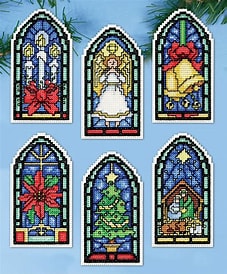 Design Works Stained Glass Ornament Kit #5909 On 14  Count Plastic Canvas
